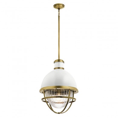 Suspension Tollis 1x40W E27 Laiton Naturel Blanc H606mm ELSTEAD LIGHTING QN-TOLLIS-P-NBR