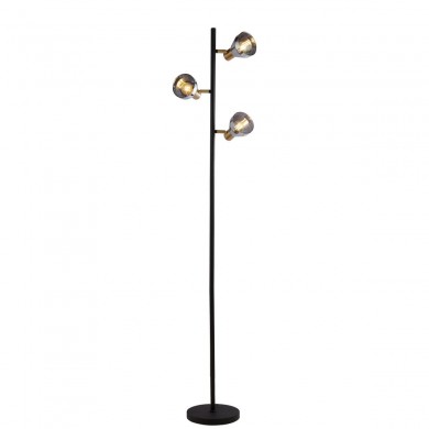 Lampadaire WESTMINSTER 3x40W E14 Noir Laiton satiné Fumé SEARCHLIGHT 23803-3SM