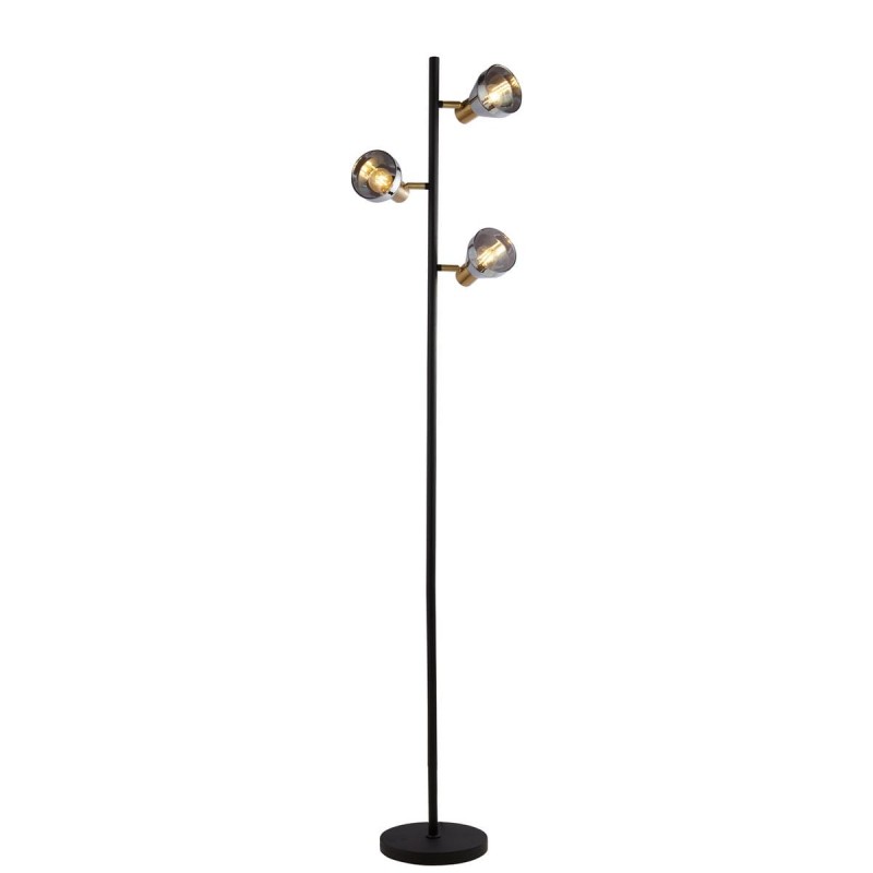 Lampadaire WESTMINSTER 3x40W E14 Noir Laiton satiné Fumé SEARCHLIGHT 23803-3SM