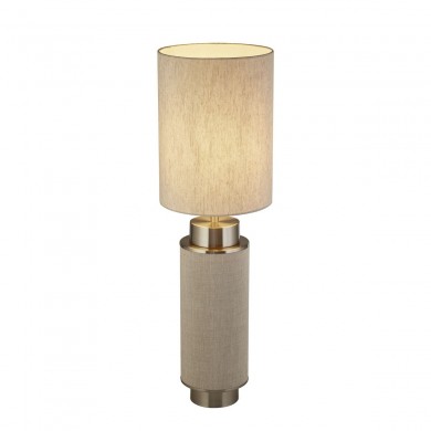 Lampe FLASK 1x60W E27 Nickel satiné Toile de jute Blanc SEARCHLIGHT 59041SN