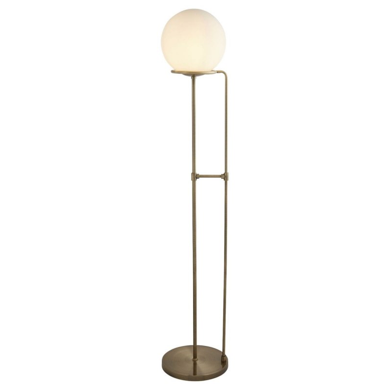 Lampadaire SPHERE 1x60W E27 Laiton Antique Blanc Opale SEARCHLIGHT 8093AB