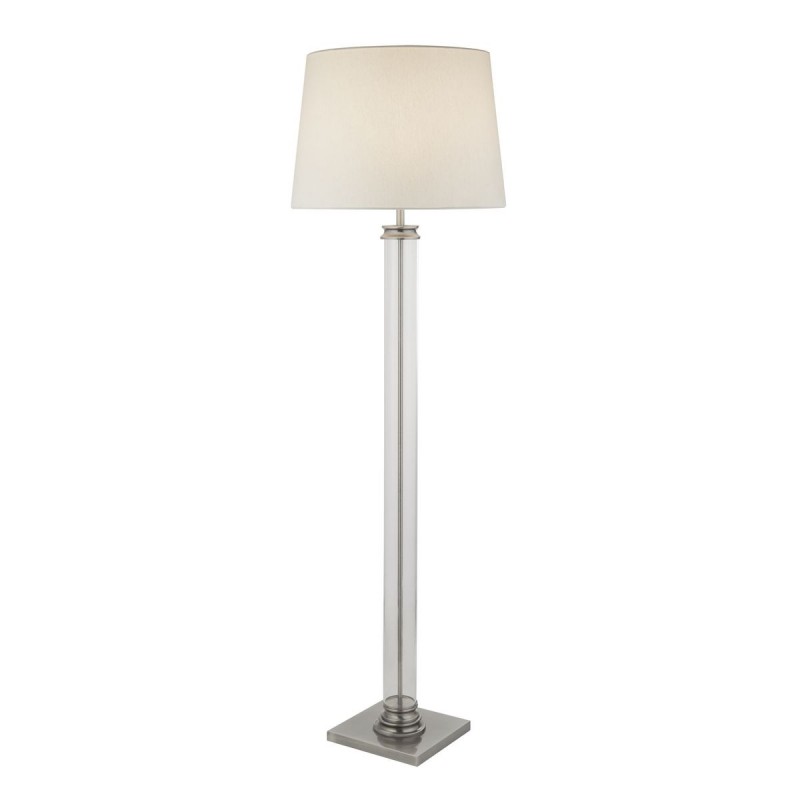 Lampadaire PEDESTAL 1x60W E27 Argent satiné Transparent Crème SEARCHLIGHT 5142SS