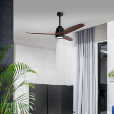 Ventilateur Plafond SABAL LED 132 cm Noir et Marron NOVA LUCE 