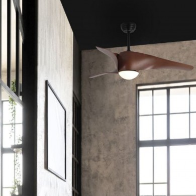 Ventilateur Plafond Breeze LED 132 cm Noir Mat et Marron NOVA LUCE 