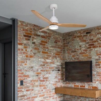 Ventilateur Plafond Nature LED 132 cm Blanc mat et bois NOVA LUCE 