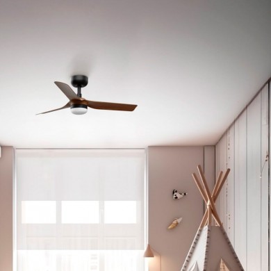 Ventilateur Plafond MINI PUNT S 90cm Noir et Bois LED FARO 33823-1TW
