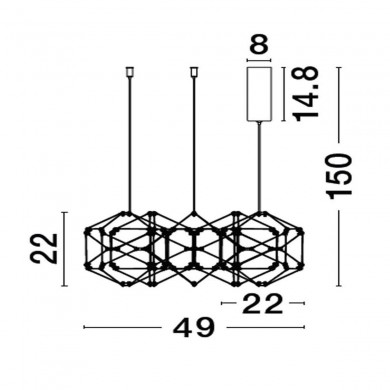 Suspension NEBULA Titane noir 25W LED H150 NOVA LUCE 9186901