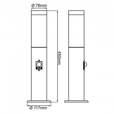 Borne Extérieur DODY 1x20W E27 Noir H450 PIR BRILLIANT 90947A06