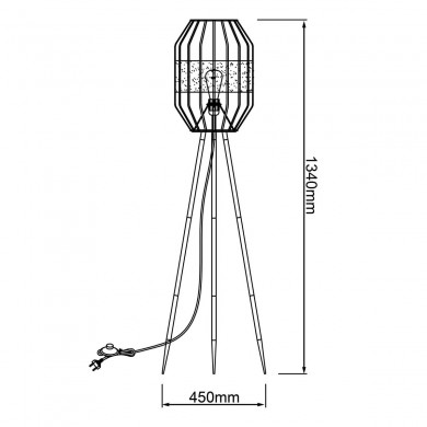 Lampadaire SLOPE 1x52W E27 Noir-naturel H1340 BRILLIANT 93132_76