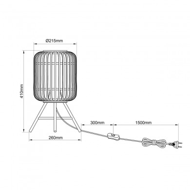 Lampe WOODROW 1x60W E27 Bois foncé-noir H410 BRILLIANT 93775_76