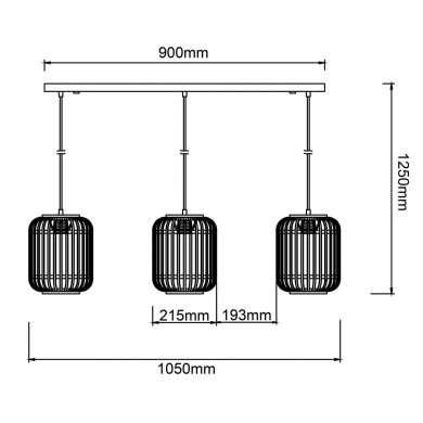 Suspension WOODROW 3x60W E27 Bois foncé-noir BRILLIANT 93778_76