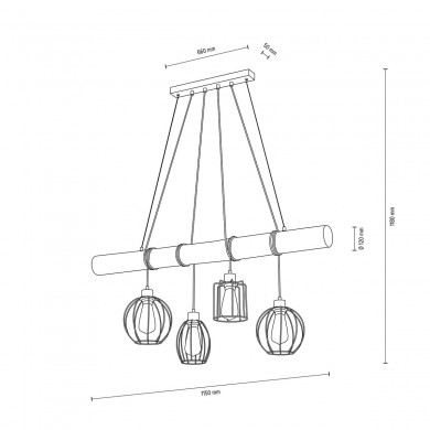 Suspension KARLEN 4x60W E27 Gris-noir BRILLIANT 99298_22