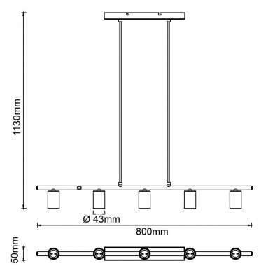 Suspension KERRY 5x40W E27 Noir-laiton BRILLIANT 99713_72