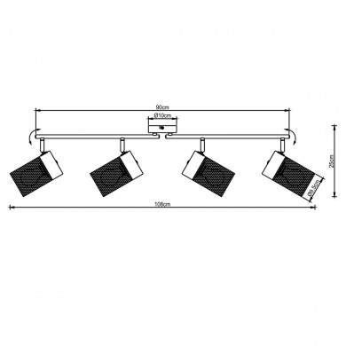 Plafonnier KAMOLO 4x40W E27 Noir dépoli BRILLIANT 99726_76