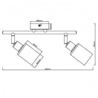 Plafonnier LORALIE 2x40W E14 Noir-verre fumé BRILLIANT 99848_93