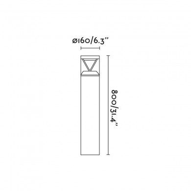 Borne Potelet Extérieur RUSH 20W COB LED Gris Foncé 2700K 180º FARO 750102