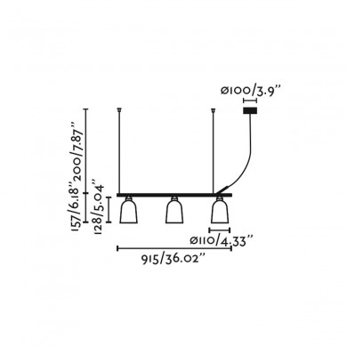 Suspension STUDIO 3x8W E14 MAX Noir Mat Noir FARO 28266