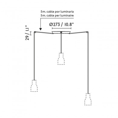 Suspension VENICE 3x15W E27 MAX Noir Blanc FARO 64255-124-3L