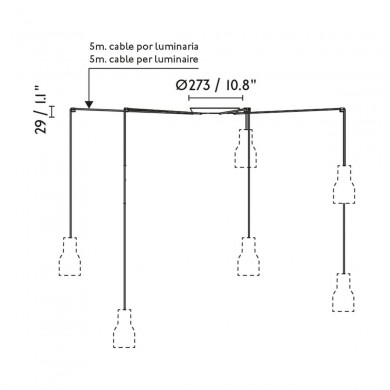 Suspension VENICE 5x15W E27 MAX Noir Blanc FARO 64255-124-5L