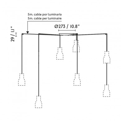 Suspension VENICE 7x15W E27 MAX Noir Blanc FARO 64255-124-7L