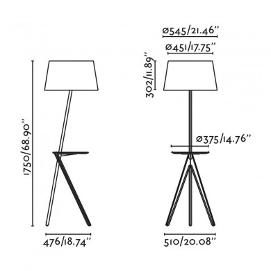 Lampadaire tablette TREEWOOD 1x15W E27 MAX Frêne Beige FARO 20057