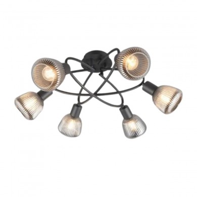 Plafonnier TARIFA 6x4W E14 Noir mat TRIO LIGHTING 662800632