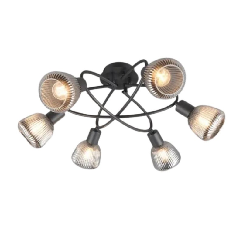 Plafonnier TARIFA 6x4W E14 Noir mat TRIO LIGHTING 662800632