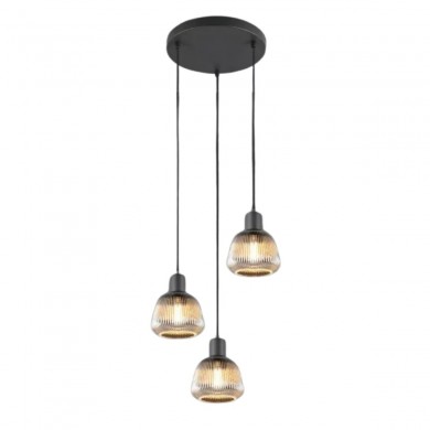 Suspension TARIFA 3x4W E27 Noir mat TRIO LIGHTING 362830332