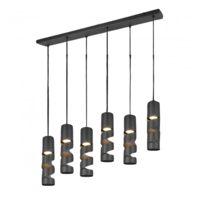 Suspension STREAM 6x3W GU10 Noir mat TRIO LIGHTING 364000632