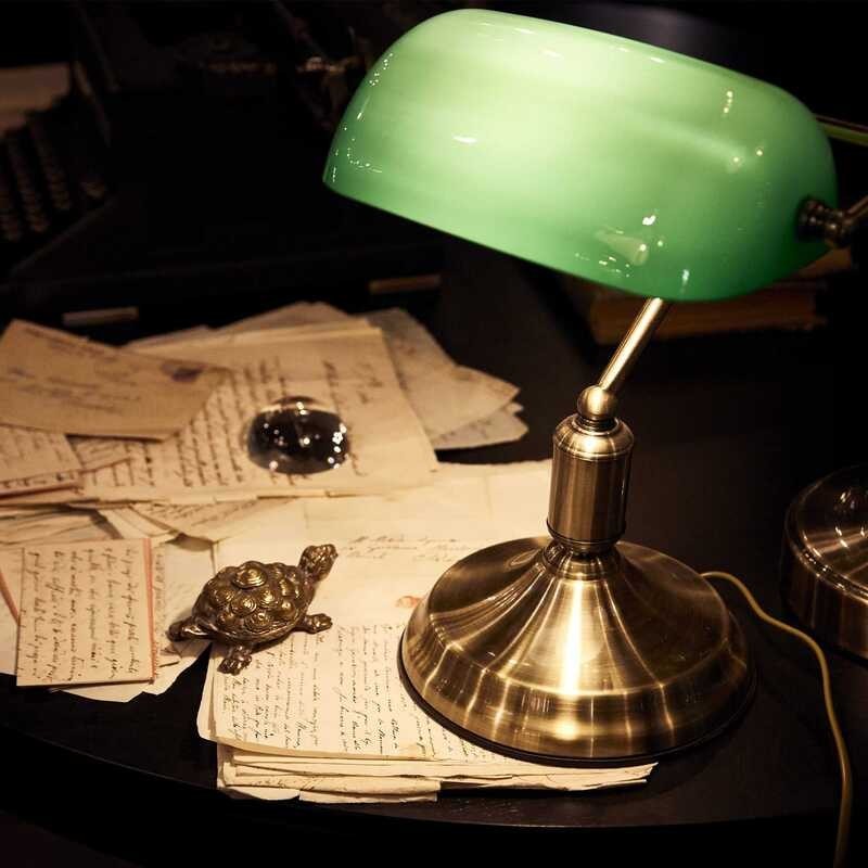 Lampe de Table Rétro Lampe de Banquier Laiton Bureau Éclairage Lecture Vert