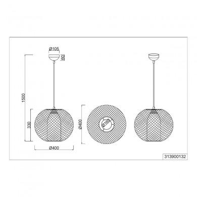 Suspension Boule Filo Noir mat 1x60W E27 TRIO LIGHTING 313900132