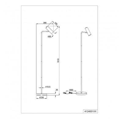 Lampadaire Marley Nickel mat 1x5W GU10 TRIO LIGHTING 412400107