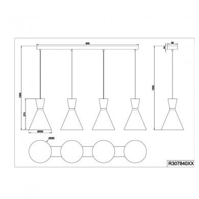 Suspension Enzo Nickel mat 4x28W E27 TRIO LIGHTING R30784007