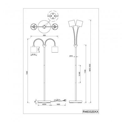 Lampadaire Tommy Noir mat 2x40W E14 TRIO LIGHTING R46332079