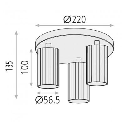 Plafonnier Modrian 3x8W GU10 Noir H100-135 ACB P3951280N