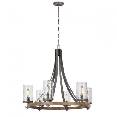 Lustre Angelo 6x60W E27 Chêne patiné Gris ELSTEAD LIGHTING QN-ANGELO6