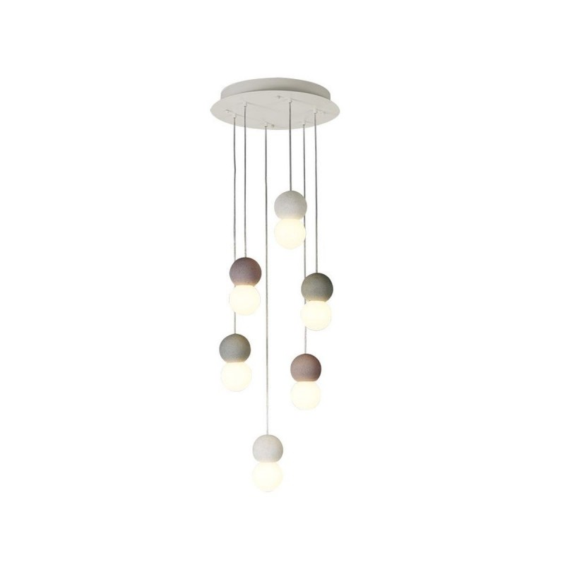 Suspension Galaxia 6x20W E27 LED Ciment Blanc Noir Rond MANTRA 7622