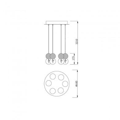 Suspension Galaxia 6x20W E27 LED Ciment Blanc Noir Rond MANTRA 7622