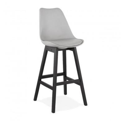 Tabouret De Bar en Bois April Gris Noir  BS02860GRBL