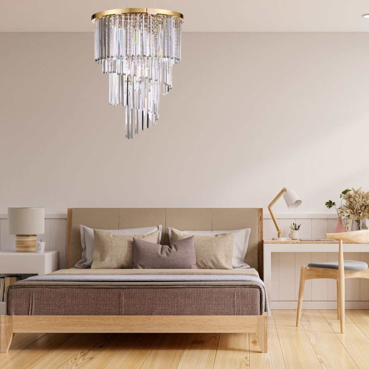 Suspension design led avec abat-jour en verre cristal luxury