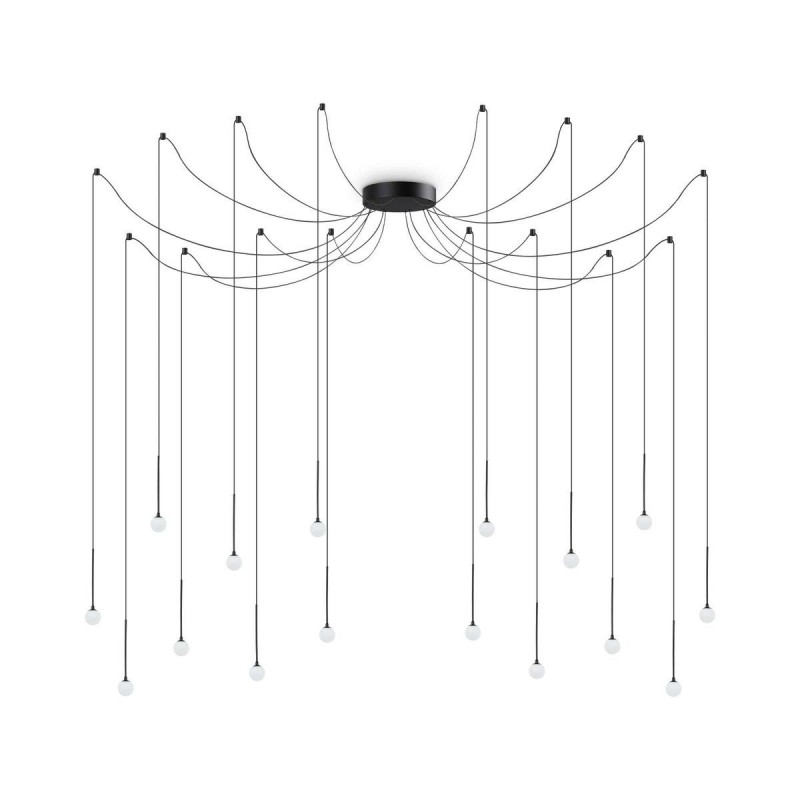 Suspension Araignée Lucciola 16x16W LED Noir IDEAL LUX 284002