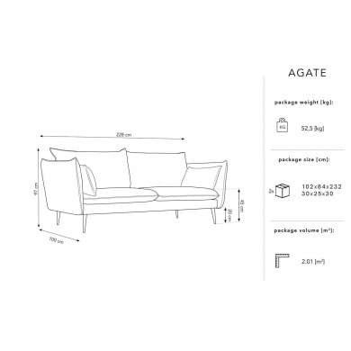 Canapé velours Agate Noir Pieds Métal Doré 4 Places BOUTICA DESIGN MIC_4S_2_F1_AGATE8