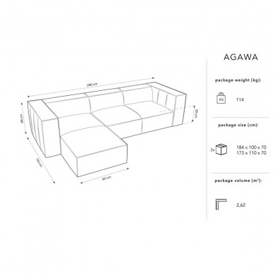 Canapé d'angle gauche Agawa Gris Brun 4 Places BOUTICA DESIGN MIC_LC_71_F1_AGAWA1