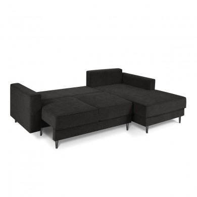 Canapé d'angle droit convertible avec coffre Dunas Noir Pieds Métal Chromé Noir BOUTICA DESIGN MIC_RCF_86_A3_DUNAS8