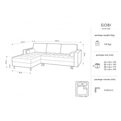 Canapé d'angle gauche convertible avec coffre Gobi Vert Bouteille BOUTICA DESIGN MIC_LCF_86_F1_GOBI2