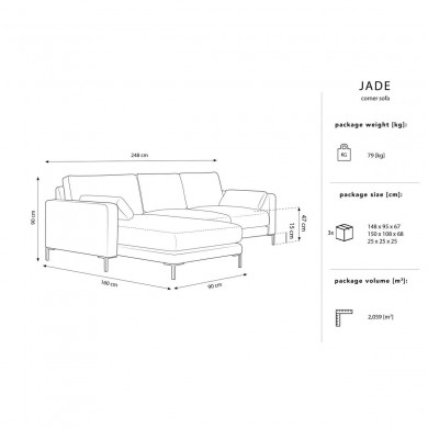 Canapé d'angle gauche Jade Argent BOUTICA DESIGN MIC_LC_54_F1_JADE2