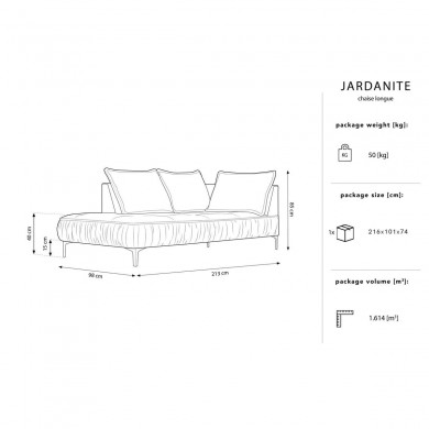 Canapé Méridienne gauche velours Jardanite Rouge Pieds Métal Argenté BOUTICA DESIGN MIC_CHL_51_F1_JARDANITE2