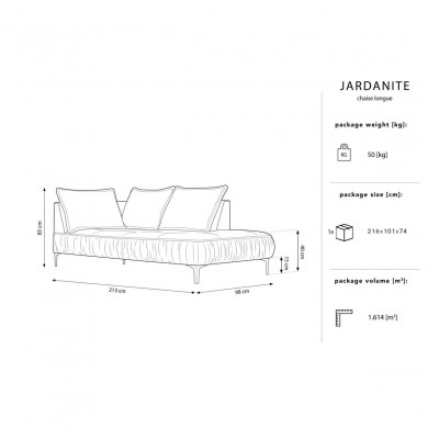 Canapé Méridienne droite velours Jardanite Gris Clair Pieds Métal Argenté BOUTICA DESIGN MIC_CHR_51_F1_JARDANITE5