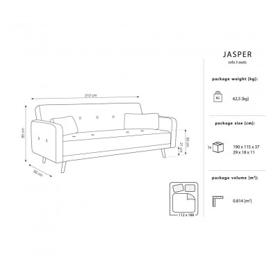 Canapé convertible velours Jasper Gris Clair BOUTICA DESIGN MIC_3S_51_F1_JASPER8