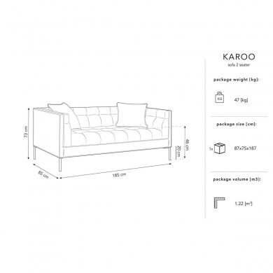 Canapé Karoo Beige Clair Pieds Métal Noir 2 Places BOUTICA DESIGN MIC_2S_78_F2_KAROO1